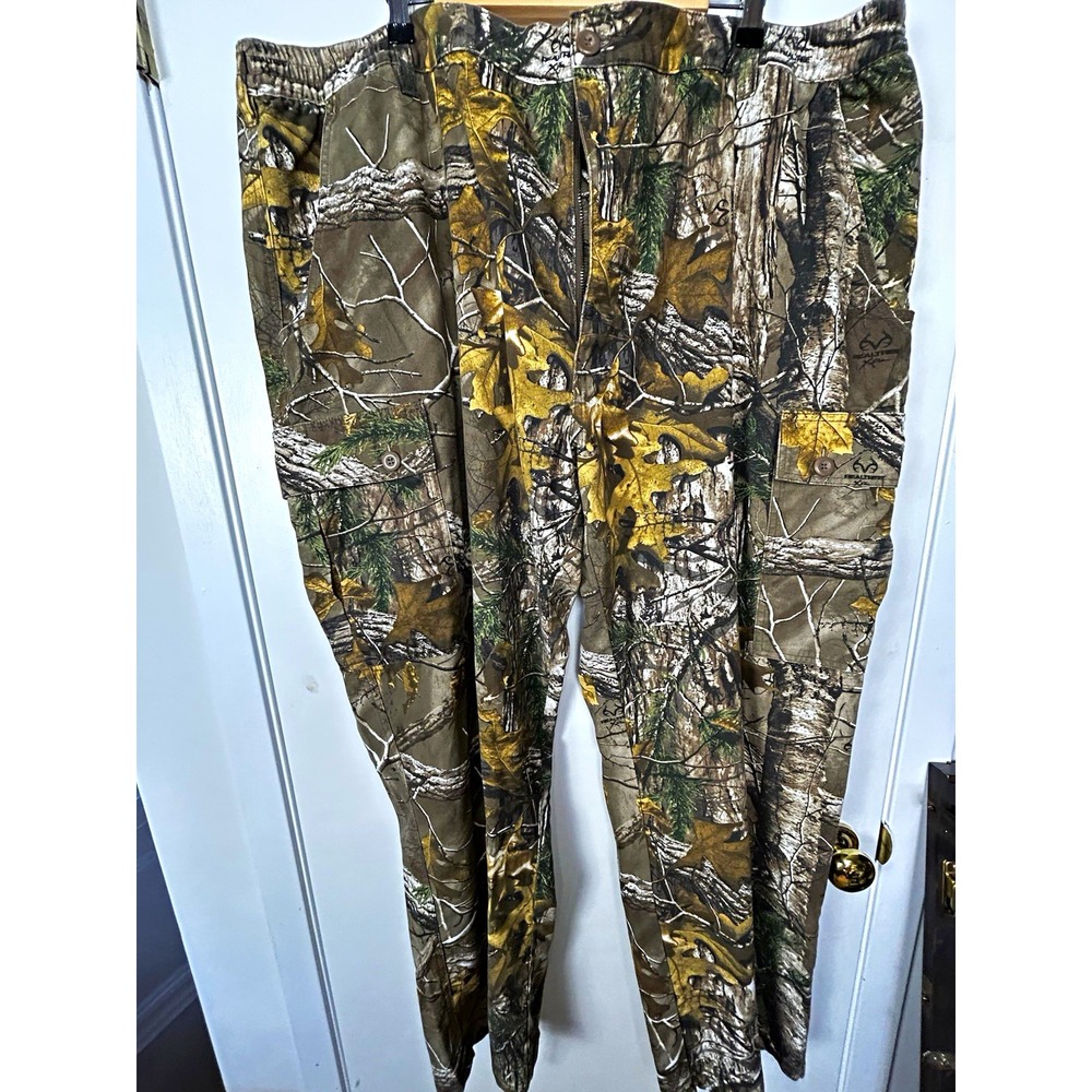 Mossy Oak Camo Hunting Pants Cargo Pocket Cotton Brown/Green/Gray 52x34